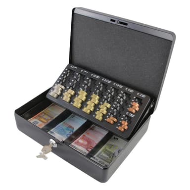 Secureo Geldkassette XL mit Euro-Münzzählbrett schwarz