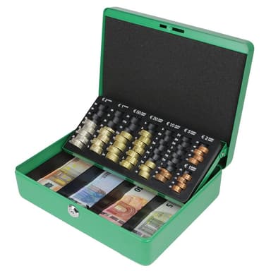 Secureo Geldkassette XL mit Euro-Münzzählbrett grün